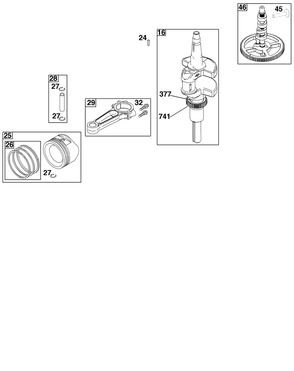 Crankshaft Group Diagram and Parts List for 49T877-0035-G1 400000 - 699999 Briggs and Stratton Engine